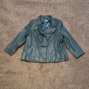 Denim&Co Women's Deep Teal Leather Jacket